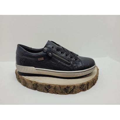 Basket plate Noir zip semelle blanche liseré Noir Remonte