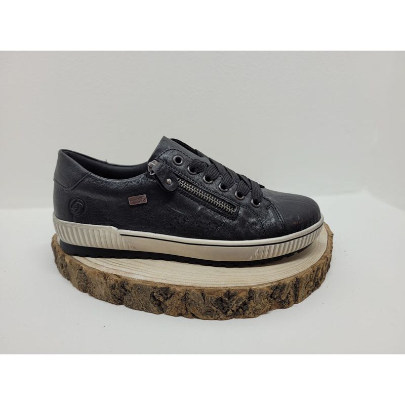 Basket plate Noir zip semelle blanche liseré Noir Remonte