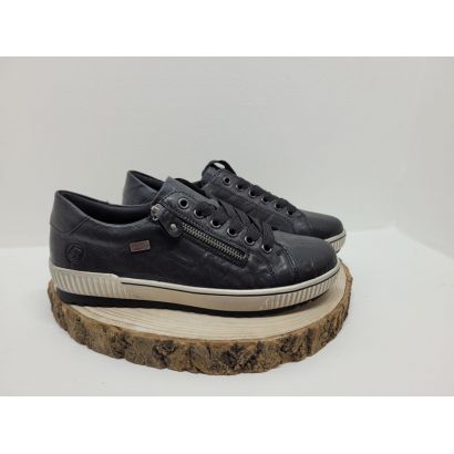 Basket plate Noir zip semelle blanche liseré Noir Remonte