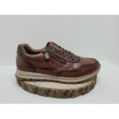 Basket marron brillant avec zip semelle Beige Rieker