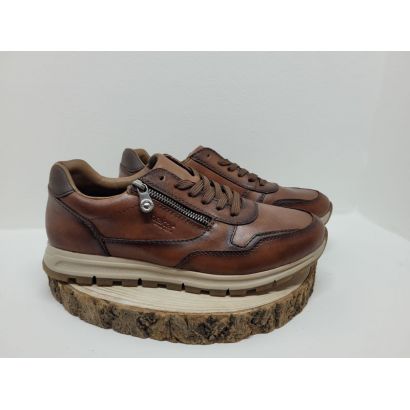 Basket marron brillant avec zip semelle Beige Rieker