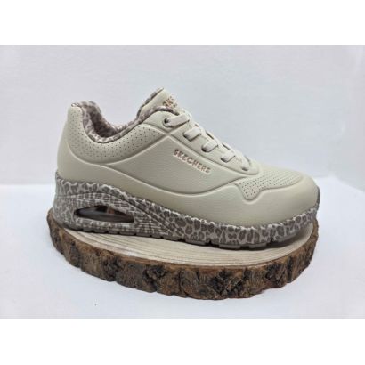 Basket compensé beige fleurs Skechers