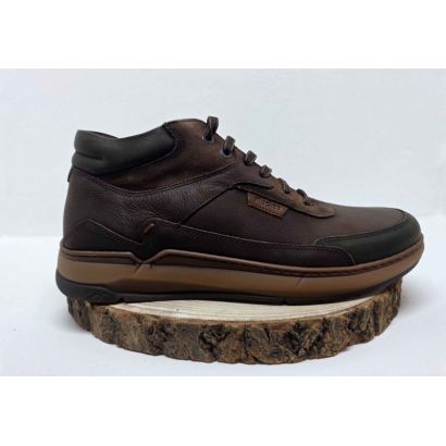 Bottine marron à lacet avec zip semelle beige Fluchos