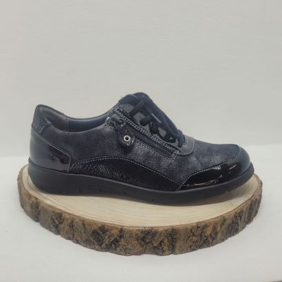Basket noir pailleté avec zip vernis Suave 