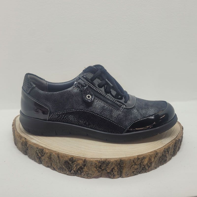 Basket noir pailleté avec zip vernis Suave 