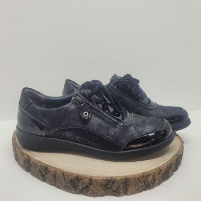 Basket noir pailleté avec zip vernis Suave 