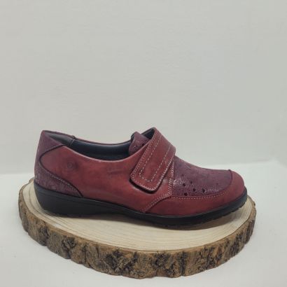 Chaussure 1 velcro bordeaux + imprimé avec rond Suave 