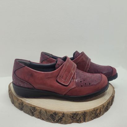 Chaussure 1 velcro bordeaux + imprimé avec rond Suave 