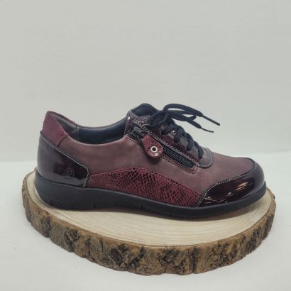 Basket plate bordeaux zip vernis et imprimé sur le côté Suave