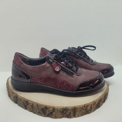Basket plate bordeaux zip vernis et imprimé sur le côté Suave