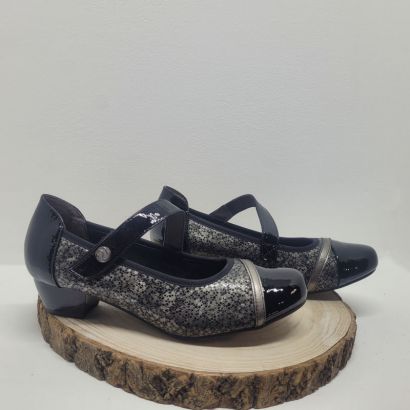 Ballerine à bride vernis côté gris tache noir Infini