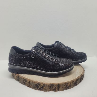 Basket plate noir léopard avec zip Infini 