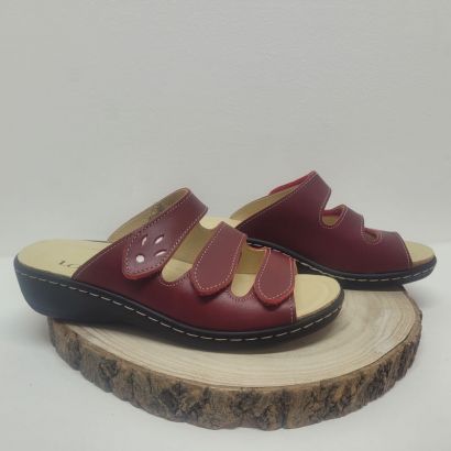 Mule 3 velcros rouge mat Longo