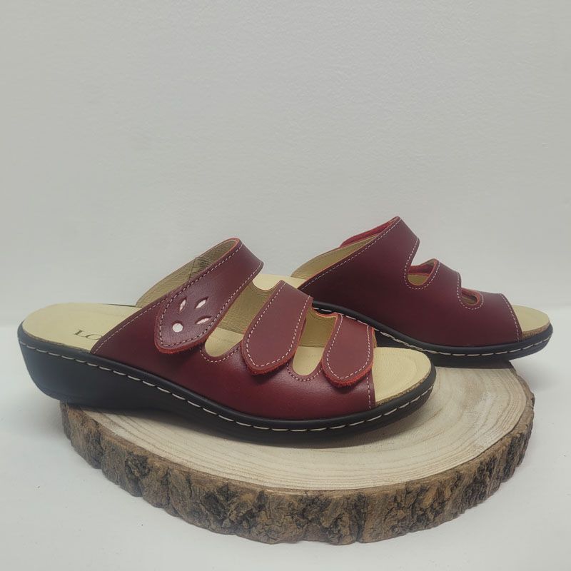 Mule 3 velcros rouge mat Longo