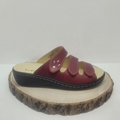 Mule 3 velcros rouge mat Longo