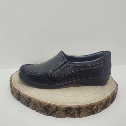 Mocassin noir 2 élastiques avec liseré pailletéssuave