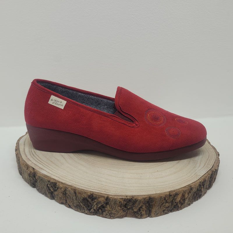 Pantoufle bordeaux 2 elast fleurs brodés Maison de l'Espadrille