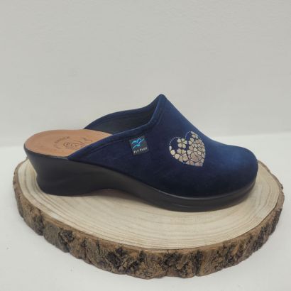 Mûle compensé coeur bleu 1 ère cuir Besnard