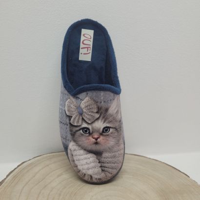 Mûle chat bleu avec noeud Besnard 