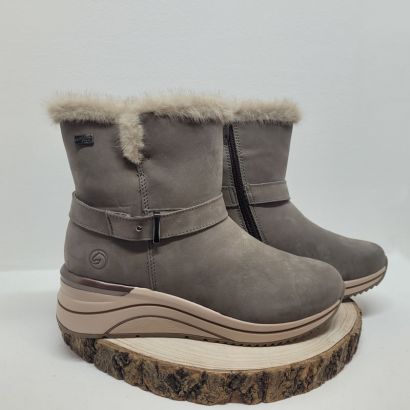 Bottine compensée taupe tex fourée zip lanière fantaisie Remonte