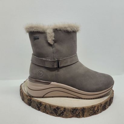 Bottine compensée taupe tex fourée zip lanière fantaisie Remonte
