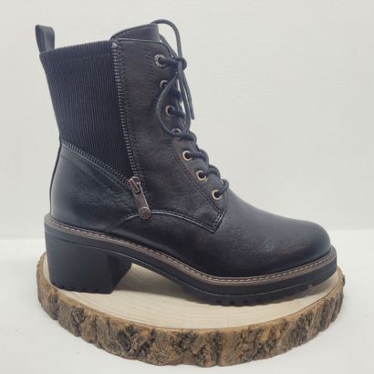 Bottine noir à lacets avec zip et talon décroché Marco Tozzi 