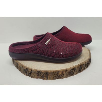 Mûle feutrine bordeaux avec paillettes Rohde 