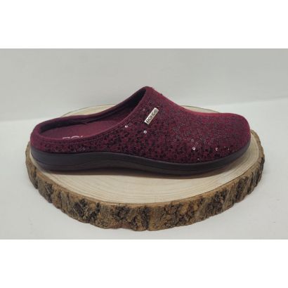 Mûle feutrine bordeaux avec paillettes Rohde 