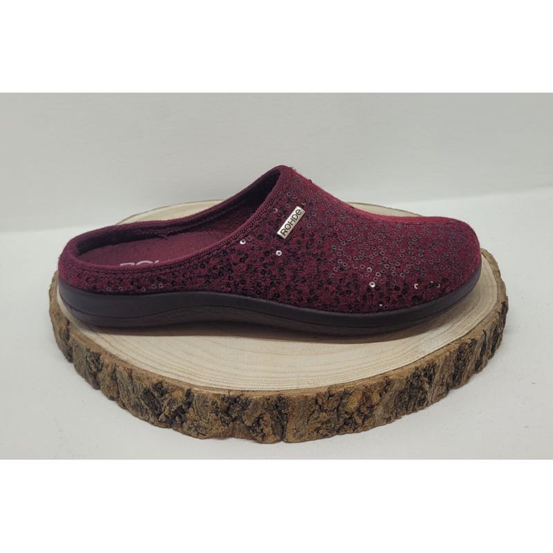 Mûle feutrine bordeaux avec paillettes Rohde 