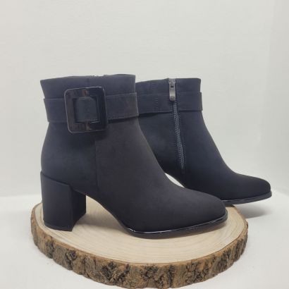 Bottine noir talon décroché avec boucle carrée Marco Tozzi