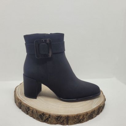 Bottine noir talon décroché avec boucle carrée Marco Tozzi