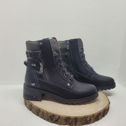 Bottine noir et grise fantaisie zip et boucle à l'arrière Mustang 