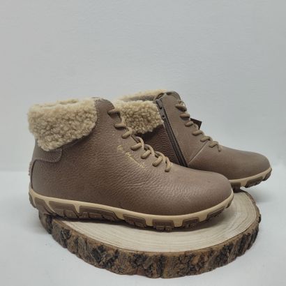 Bottine beige souple avec col fourrure TBS 