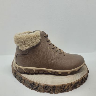 Bottine beige souple avec col fourrure TBS 