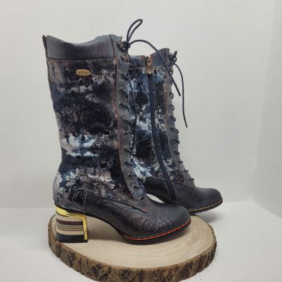 Demi botte bleu avec fleurs Laura Vita 