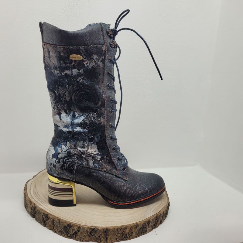 Demi botte bleu avec fleurs Laura Vita 