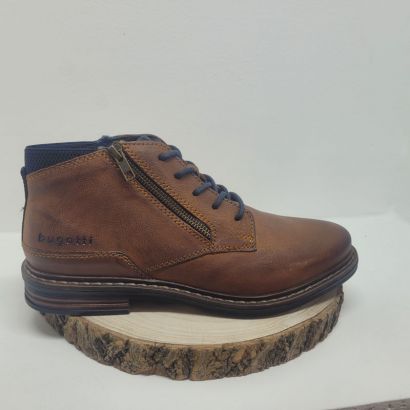 Bottine camel zip avec lacet bleu et arrière bleu Bugatti 