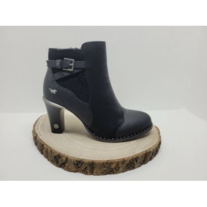Bottine à talon noir avec boucle sur le côté Mustang 
