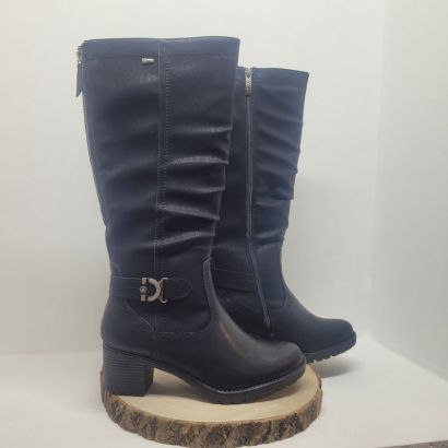 Botte à talon plissé avec boucle fantaisie sur le côté Relife