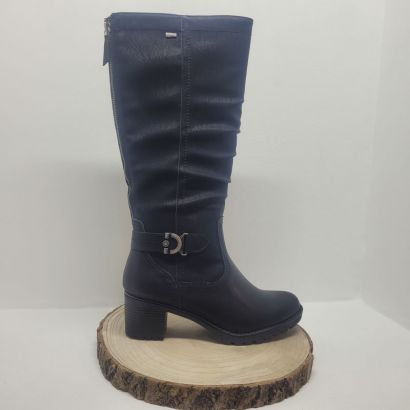 Botte à talon plissé avec boucle fantaisie sur le côté Relife