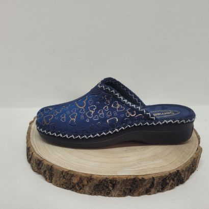 Mûle bleu avec coeur d'un côté et uni de l'autre Semelflex