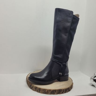 Botte Noir plate zip et arrière souple strechc fantaisie lacets sur la cheville Rieker
