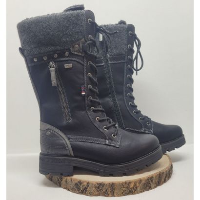 Demi botte plate noir avec col feutre fantaisie clou Mustang