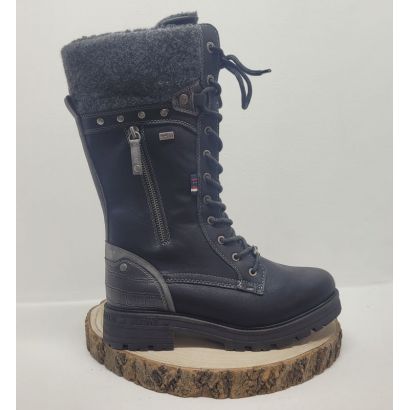 Demi botte plate noir avec col feutre fantaisie clou Mustang