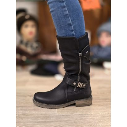 Botte noir avec zip et boucle fantaisie sur le côté Relife