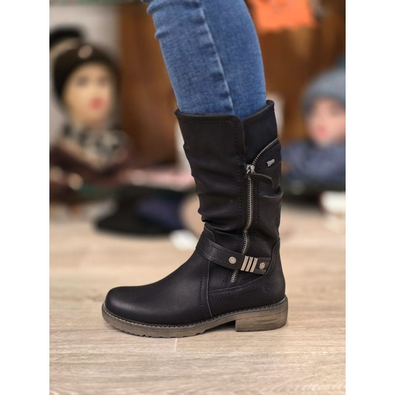 Botte noir avec zip et boucle fantaisie sur le côté Relife