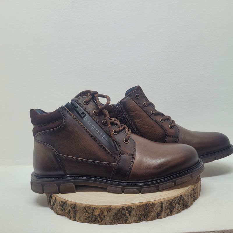 Bottine marron fantaisie sur zip renfort noir Bugatti 