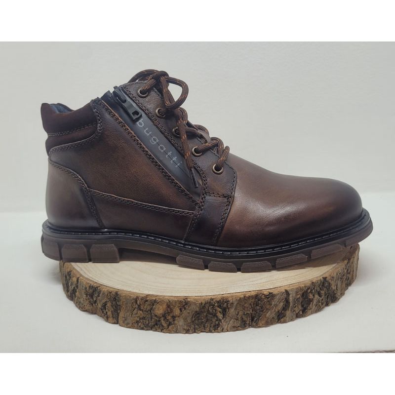 Bottine marron fantaisie sur zip renfort noir Bugatti 