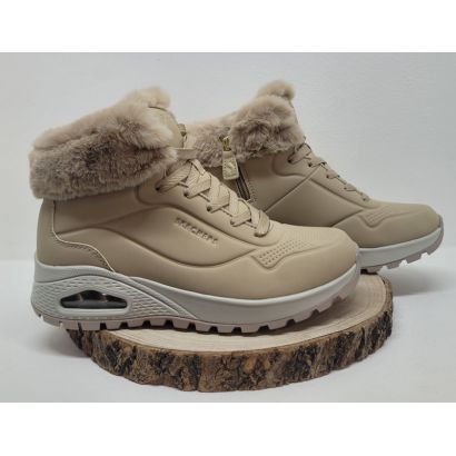 bottines compensé taupe avec col fourrure taupe Skechers
