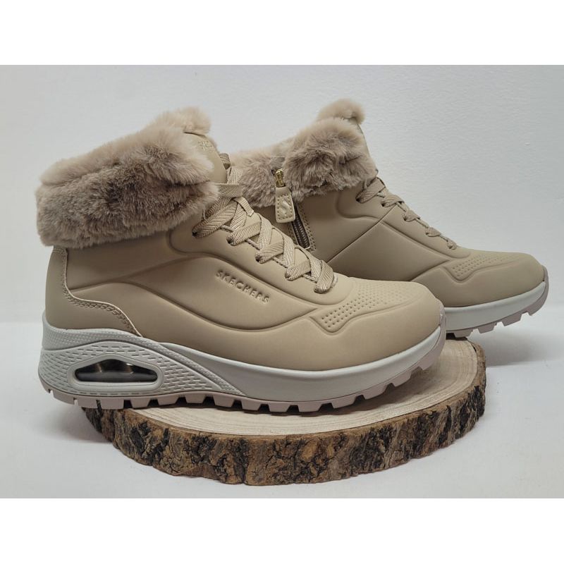 bottines compensé taupe avec col fourrure taupe Skechers